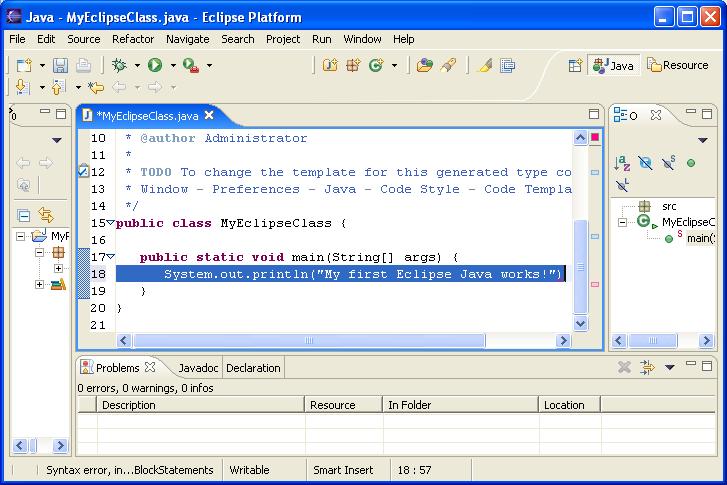 Editing Java program