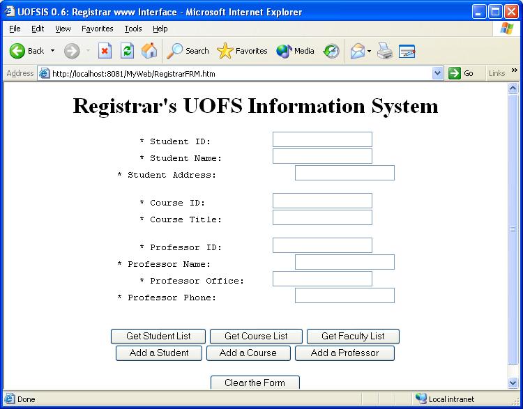 Uofs Registrar's page
